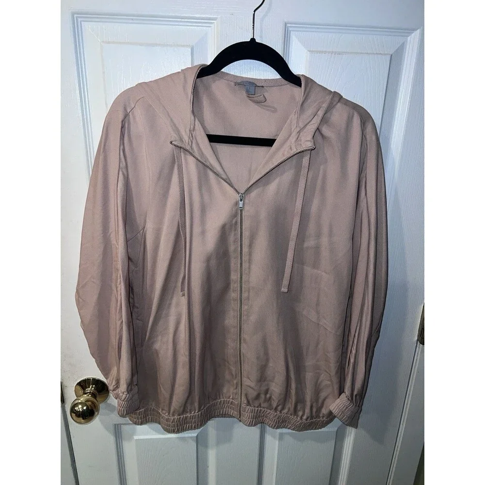COS Hooded Zip Up Jacket Womens XS Pink Oversize Boyfriend Minimalist Casual